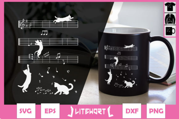 Cute Cat Kitty Playing Music Note Clef