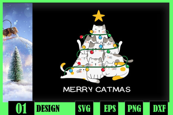 Merry Catmas Cat Christmas Tree Lights