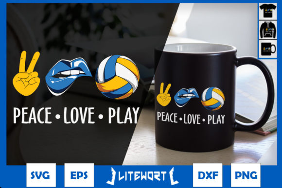 Peace Love Play Volleyball Lips