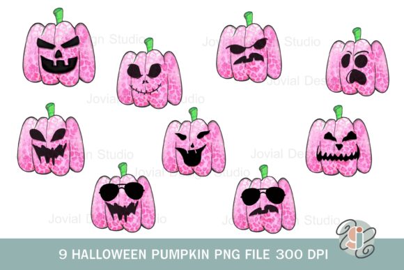Pink Halloween Pumpkin FaceLeopard PNG