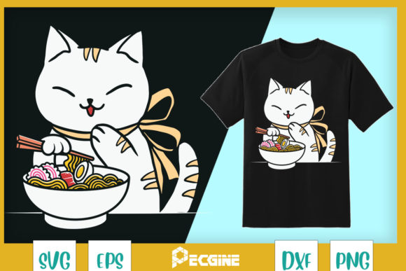 Ramen Cat Kawaii Anime Tee Japanese