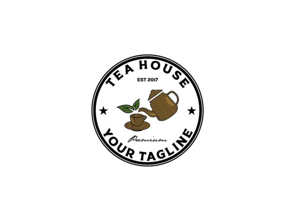 Tea House Vintage Badge Vector